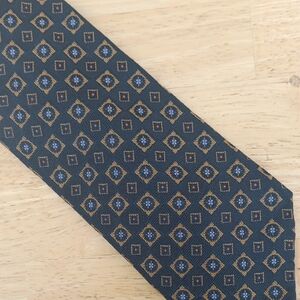 Altea Navy Silk Tie with Gold and Blue Medallions